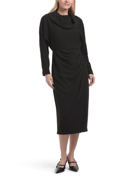 Badgley Mischka Dresses & Skirts - BADGLEY MISCHKA Draped Cowl Neck Midi Dress